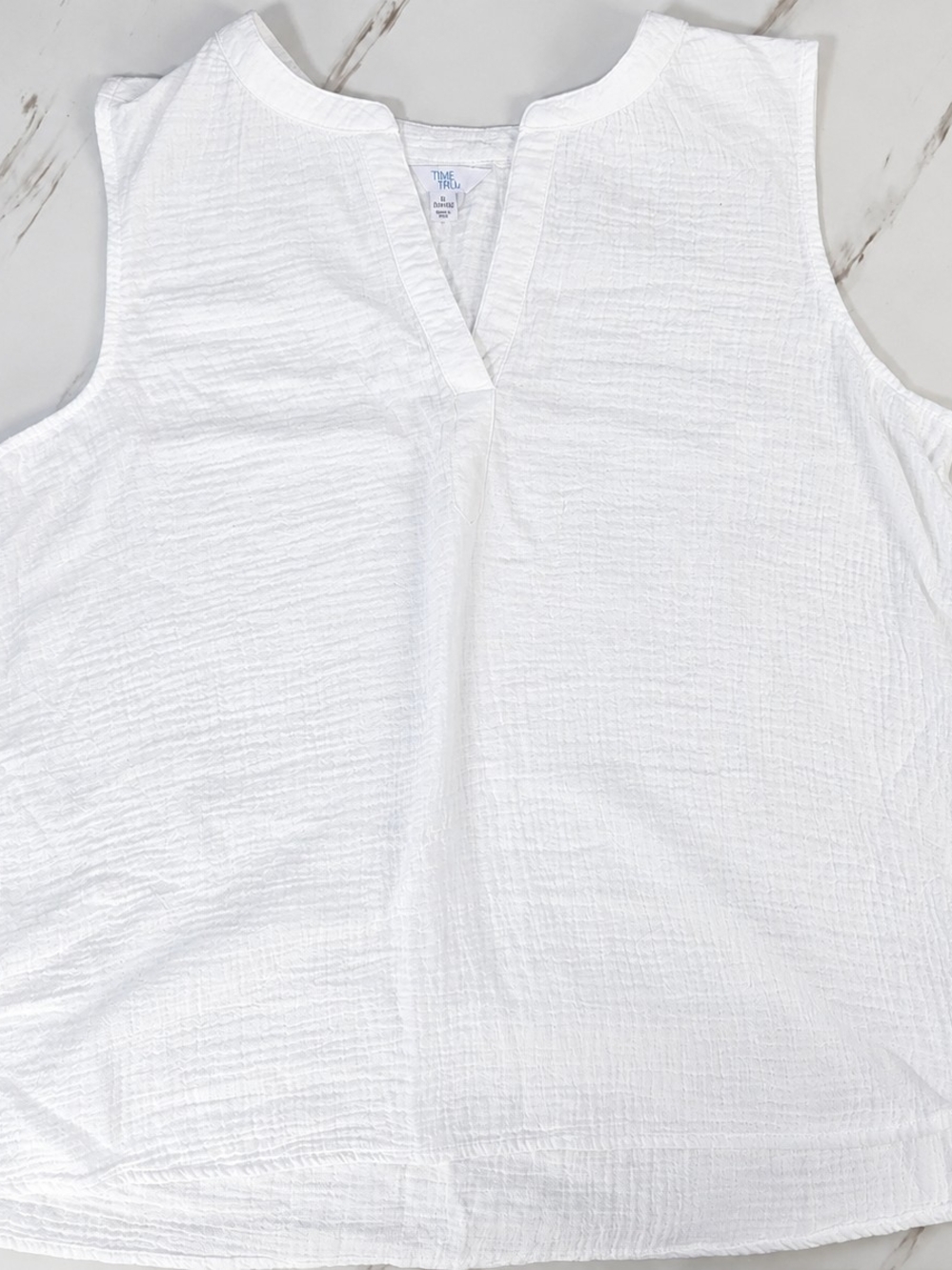 Time and Tru White Sleeveless Cotton Tank Top Women's L 12-14